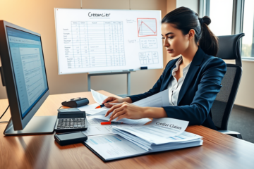 Professionnelle en bureau vérifiant attentivement une demande de créancier pour repérer rapidement les informations manquantes