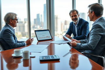 Couple consults financial advisor in a bright office to reduce impact of variable loan rates on payments
